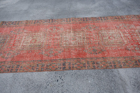 Vintage Turkish Accent Area rug 3.8 x 10.2 ft