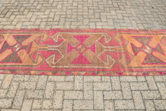 Vintage Turkish Runner Rug 2.9 x 10.3 ft