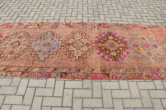 Vintage Turkish Runner Rug 3.7 x 10.9 ft