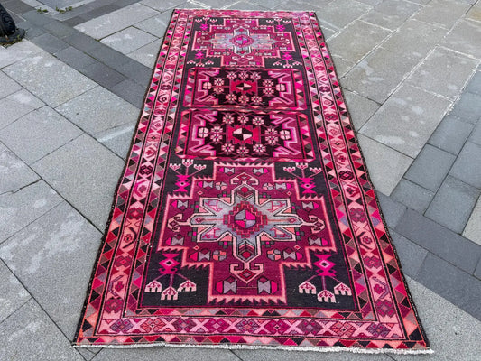 Vintage Persian Accent Area Rug 3.7 x 8.2 ft