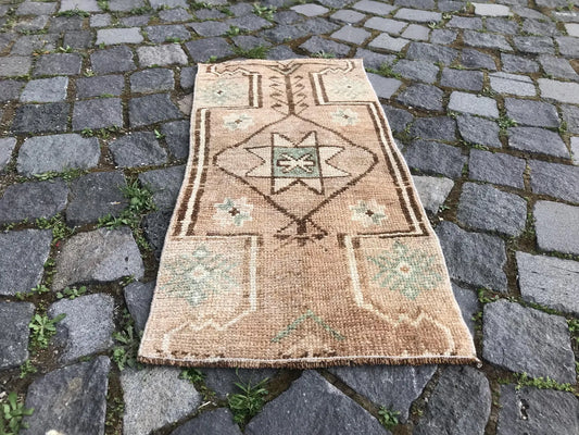 Vintage Turkish Mini Rug 1.2 x 2.4 ft