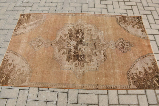Vintage Turkish Accent Area rug 3.7 x 6.1 ft