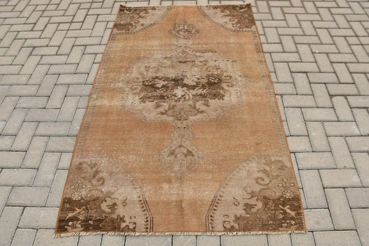 Vintage Turkish Accent Area rug 3.7 x 6.1 ft